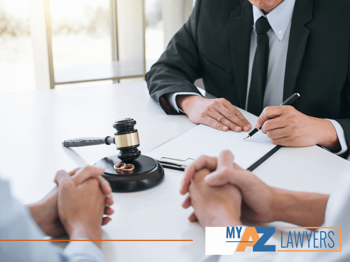 Husband and wife during divorce settlement conference