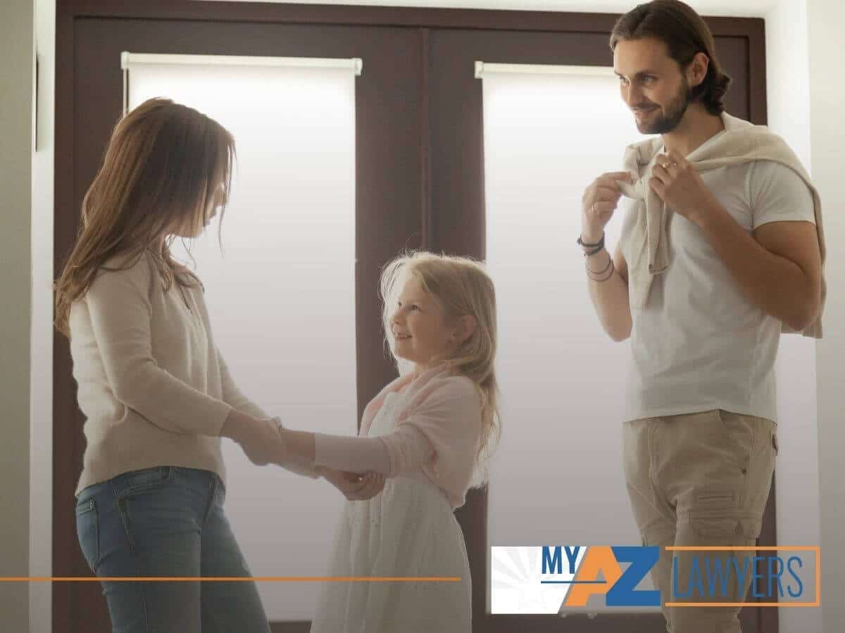 Divorced couple ensuring a cordial child custody exchange with tips from My AZ Lawyers blog