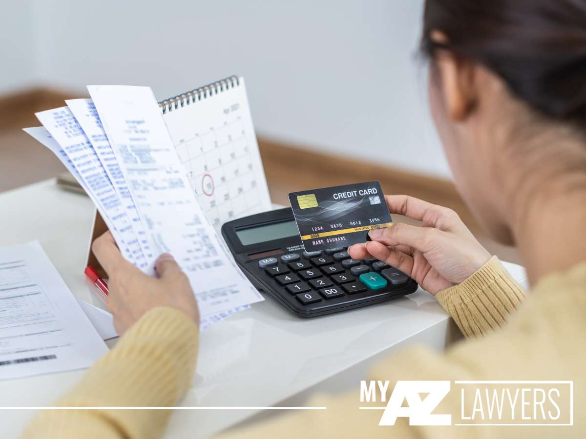 Woman looking at her debts In Arizona